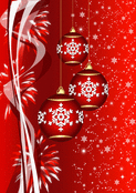 Boules de No&euml;l fleuries sur fond rouge